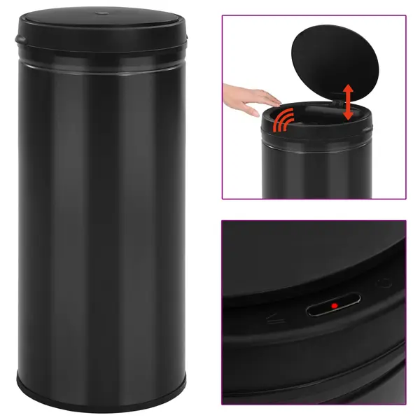Gossi cos de gunoi automat cu senzor, 80 l, negru, otel carbon