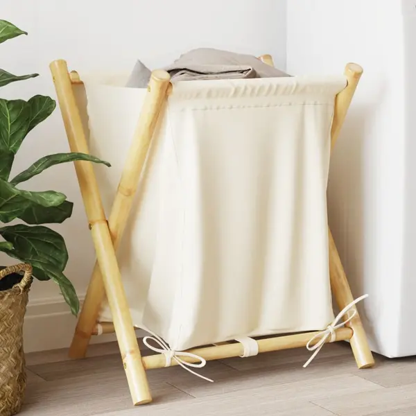 Gossi cos de rufe, alb crem, 45x55x63,5 cm, bambus