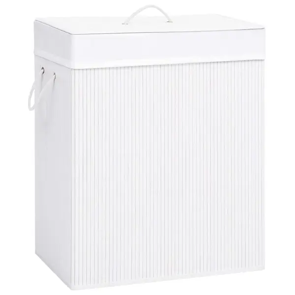 Gossi cos de rufe din bambus cu 2 sectiuni, alb, 100 l