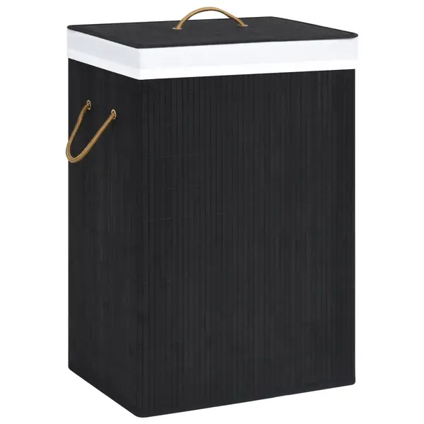 Gossi cos de rufe din bambus cu 2 sectiuni, negru, 72 l