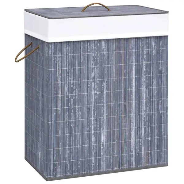 Gossi cos de rufe din bambus cu o sectiune, gri, 83 l