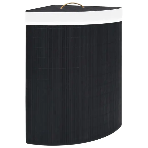 Gossi cos de rufe din bambus de colt, negru, 60 l