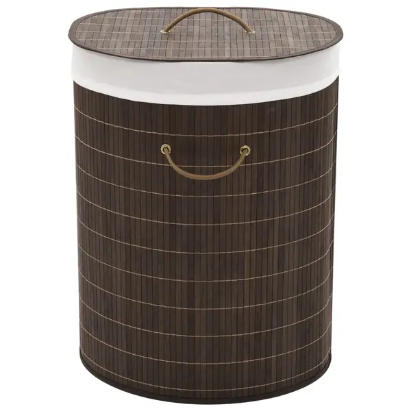 Gossi cos de rufe din bambus, oval, maro inchis