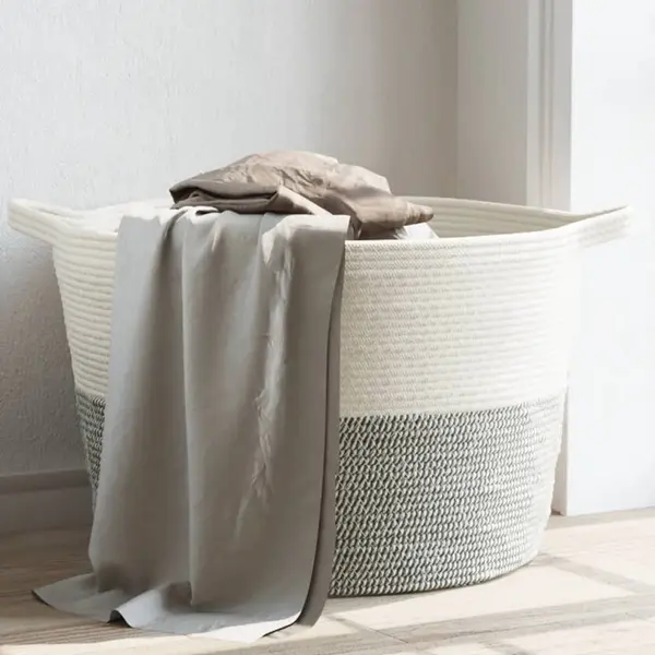 Gossi cos de rufe, gri si alb, Ø60x36 cm, bumbac