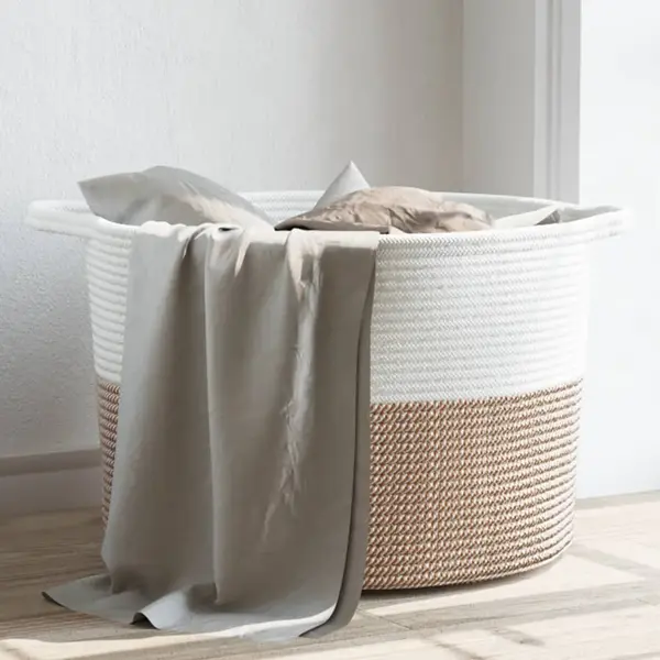 Gossi cos de rufe, maro si alb, Ø55x36 cm, bumbac