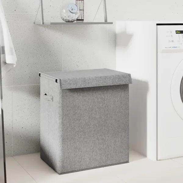 Gossi cos de rufe pliabil, gri, 51x34,5x59 cm, imitatie de panza