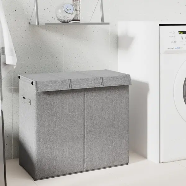 Gossi cos de rufe pliabil, gri, 64,5x34,5x59 cm, imitatie de panza
