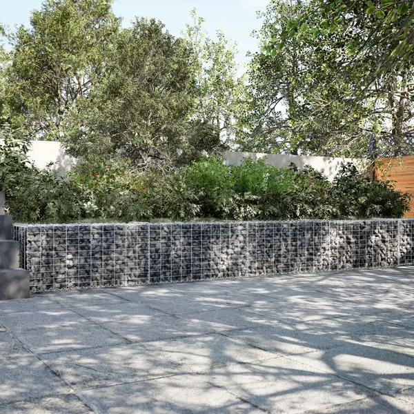 Gossi cos gabion cu capac, argintiu, 1000x50x50 cm, fier galvanizat