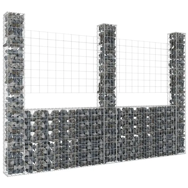 Gossi cos gabion in forma de u cu 3 stalpi, 260x20x200 cm, fier