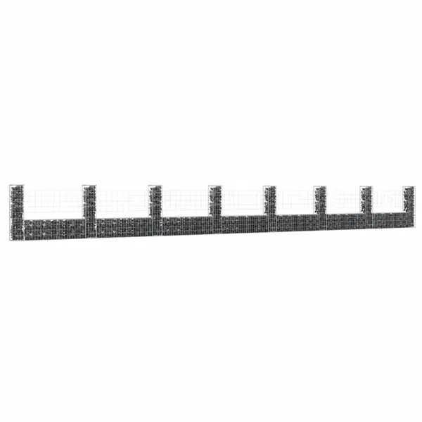 Gossi cos gabion in forma de u cu 8 stalpi, 860x20x100 cm, fier