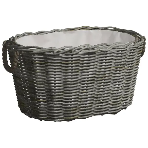 Gossi cos pentru lemne de foc cu manere, gri, 60 x 40 x 28 cm, salcie