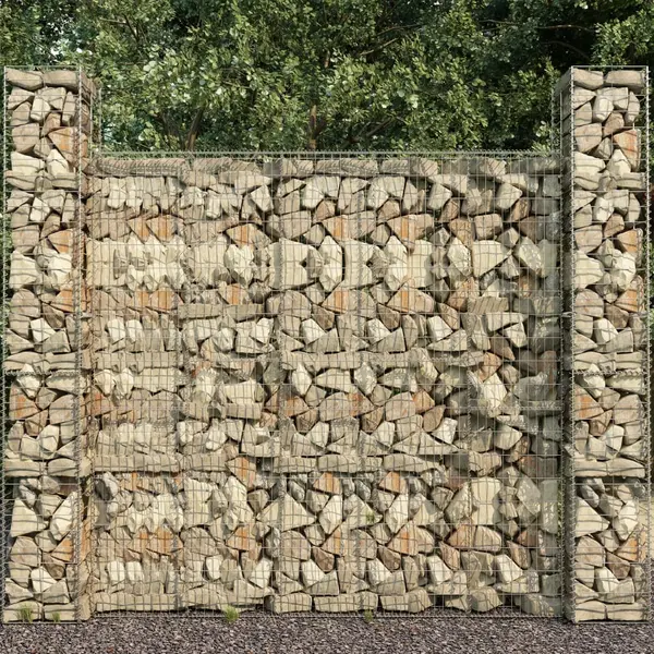 Gossi cosuri gabion, 3 buc., 25 x 25 x 197 cm, otel galvanizat