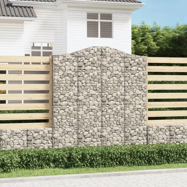 Gossi cosuri gabion arcuite, 2 buc, 200x50x220/240cm, fier galvanizat