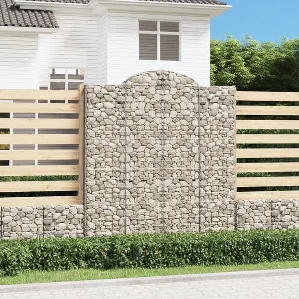 Gossi cosuri gabion arcuite, 3 buc, 200x50x220/240cm, fier galvanizat