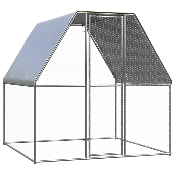 Gossi cotet pentru pui, argintiu si gri, 2x2x2 m, otel galvanizat