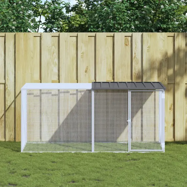 Gossi cotet pui cu acoperis, antracit, 203x98x90 cm, otel galvanizat