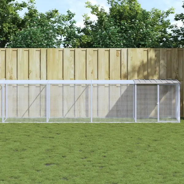 Gossi cotet pui cu acoperis gri deschis 1003x98x90 cm otel galvanizat