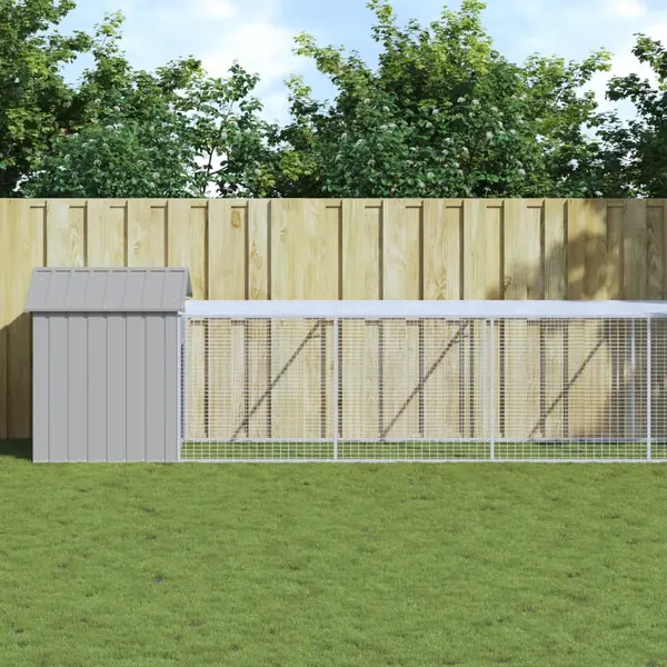 Gossi cotet pui cu incinta gri deschis 117x813x123 cm otel galvanizat