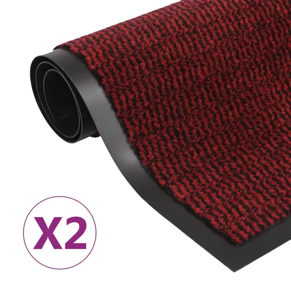 Gossi covoare usa anti-praf, 2 buc., rosu, 40x60 cm, dreptunghiular