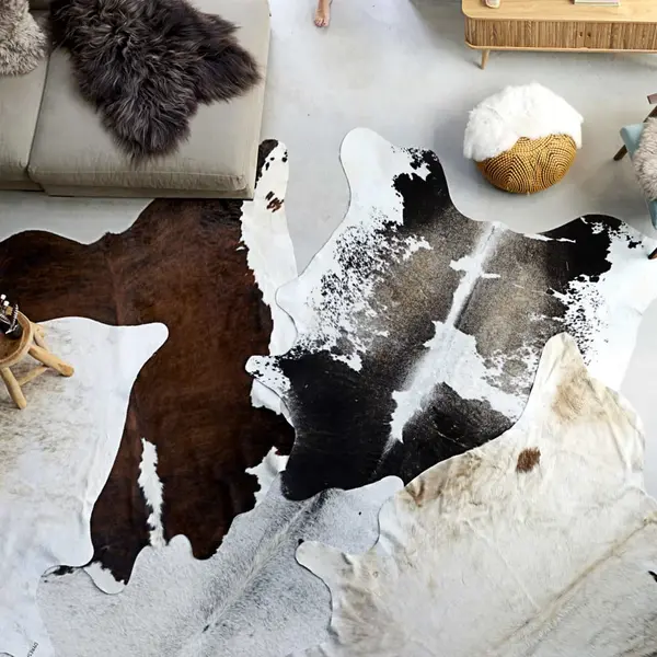 Gossi covor, alb si negru, 180x220 cm, piele naturala de vaca