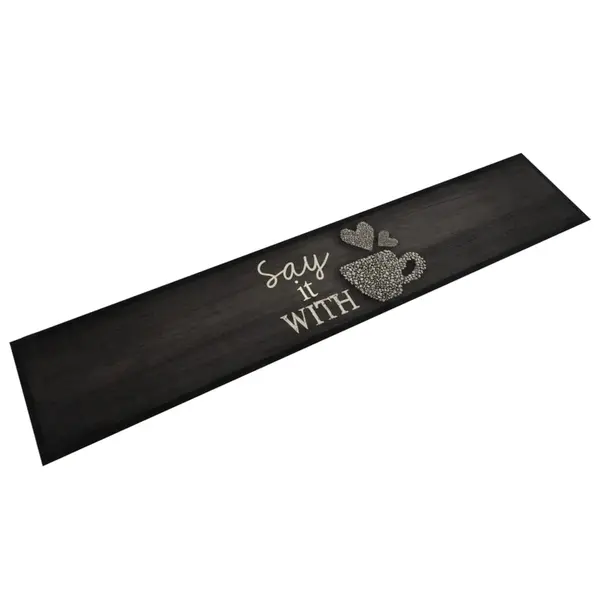 Gossi covor de bucatarie lavabil, cana, negru, 60x300 cm, catifea