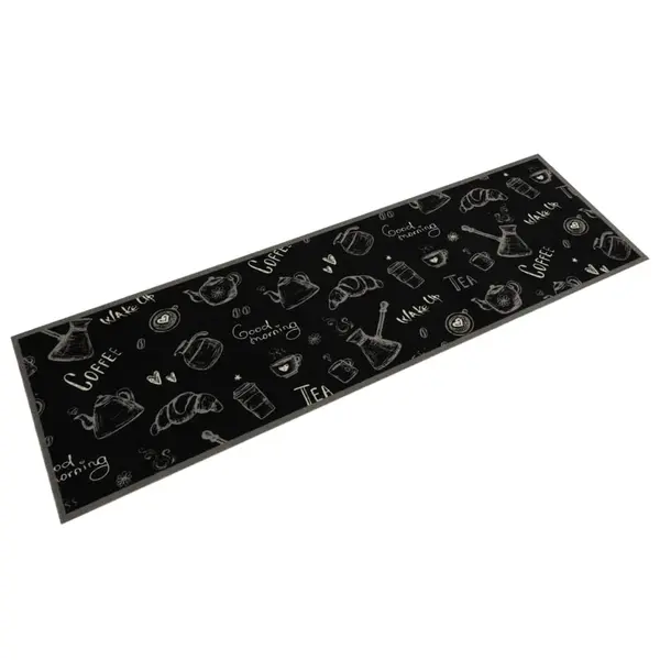 Gossi covor de bucatarie lavabil morning, negru, 45x150 cm, catifea