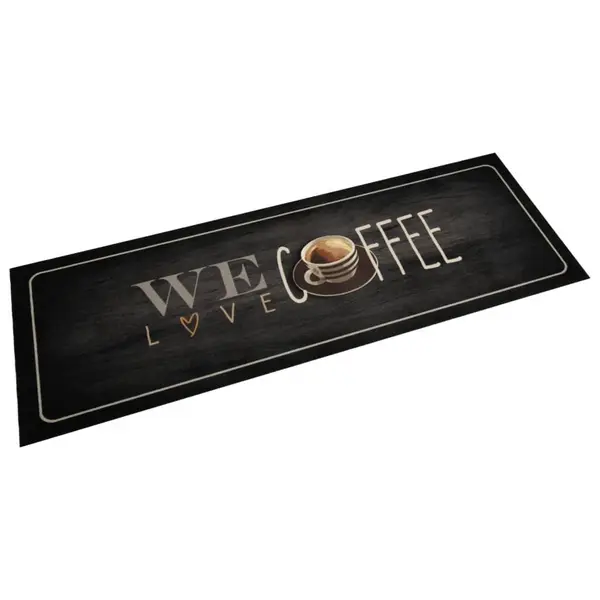 Gossi covor de bucatarie lavabil, text coffee, 60x180 cm, catifea