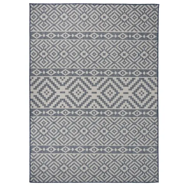Gossi covor de exterior, dungi albastre, 200x280 cm, tesatura plata