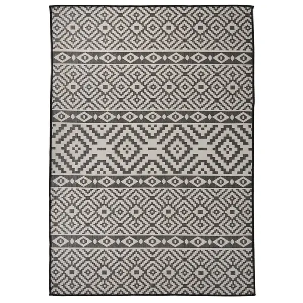 Gossi covor de exterior, dungi negre, 140x200 cm, tesatura plata