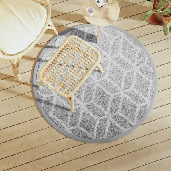 Gossi covor de exterior, gri, Ø120 cm, pp