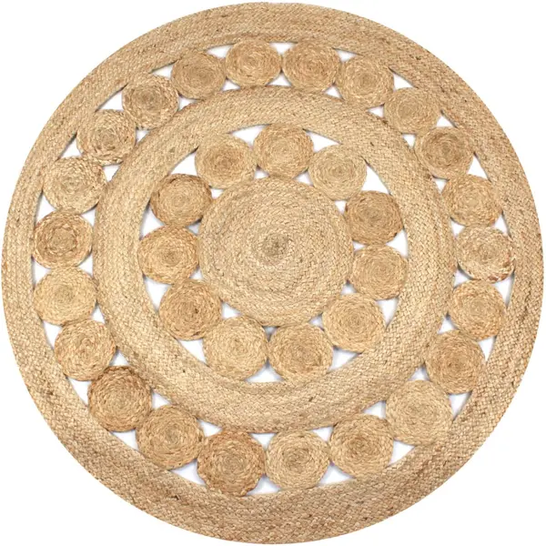 Gossi covor din iuta cu design impletit, 120 cm rotund