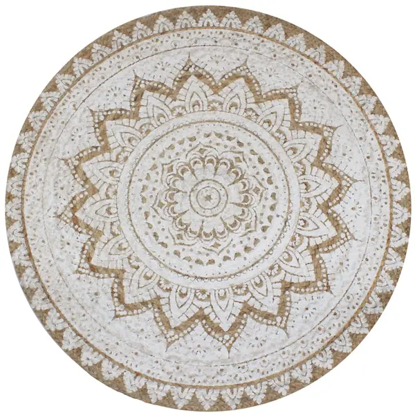 Gossi covor din iuta impletita cu imprimeu, 150 cm, rotund
