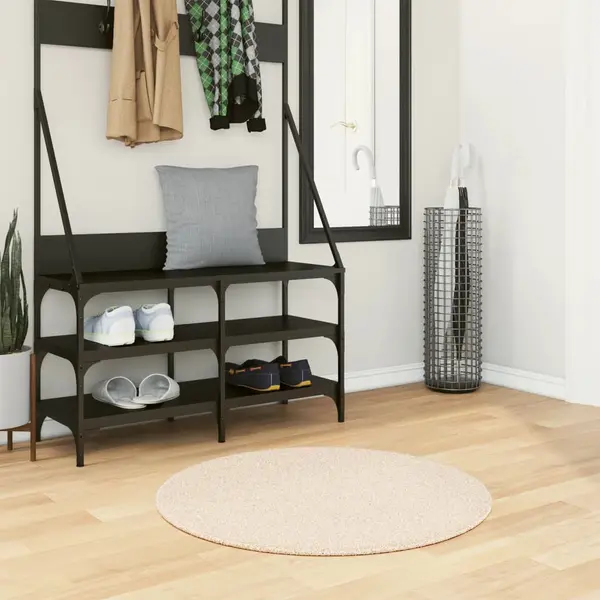 Gossi covor huarte, fir scurt, moale si lavabil, bej, Ø 80 cm