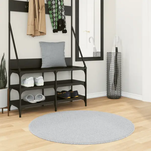 Gossi covor huarte, fir scurt, moale si lavabil, gri, Ø 100 cm