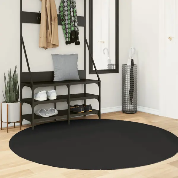 Gossi covor huarte, fir scurt, moale si lavabil, negru, Ø 160 cm