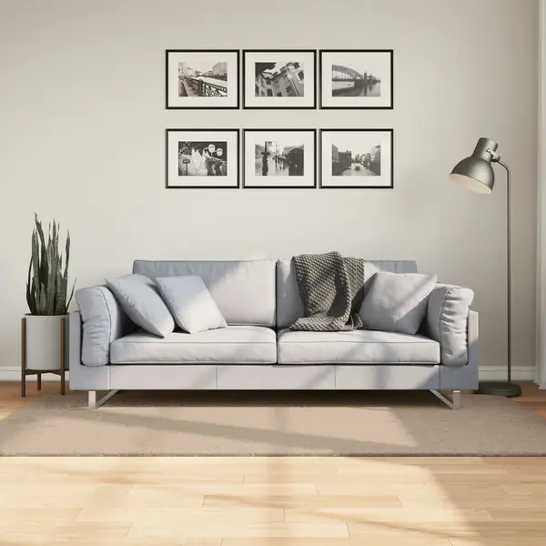 Gossi covor huarte, fir scurt, moale si lavabil, nisipiu, 100x200 cm
