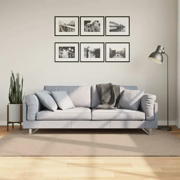 Gossi covor huarte, fir scurt, moale si lavabil, nisipiu, 140x200 cm