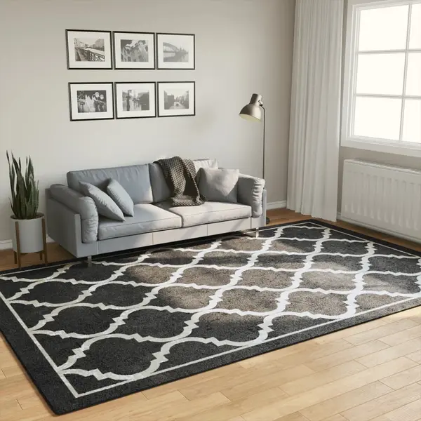 Gossi covor lavabil, alb si negru, 190x300 cm, anti-alunecare