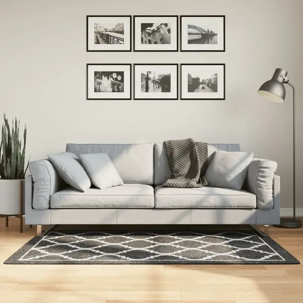 Gossi covor lavabil, alb si negru, 80x150 cm, anti-alunecare