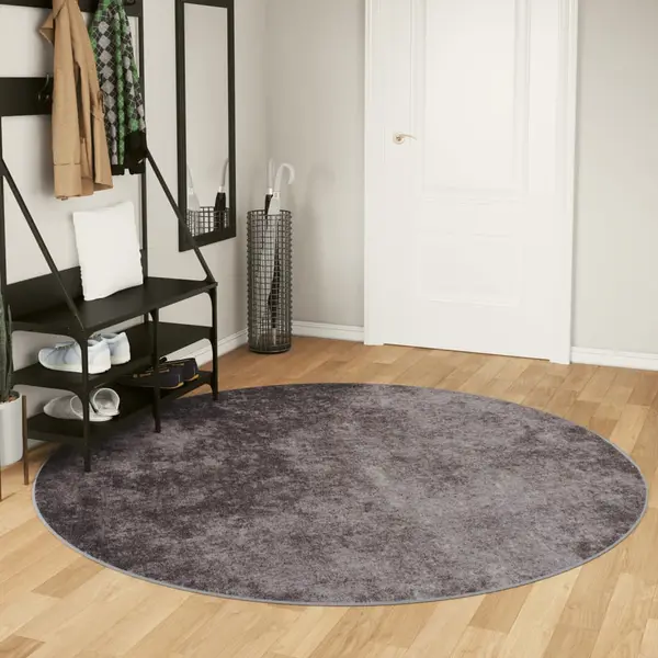 Gossi covor lavabil, gri, Ø 200 cm, anti-alunecare