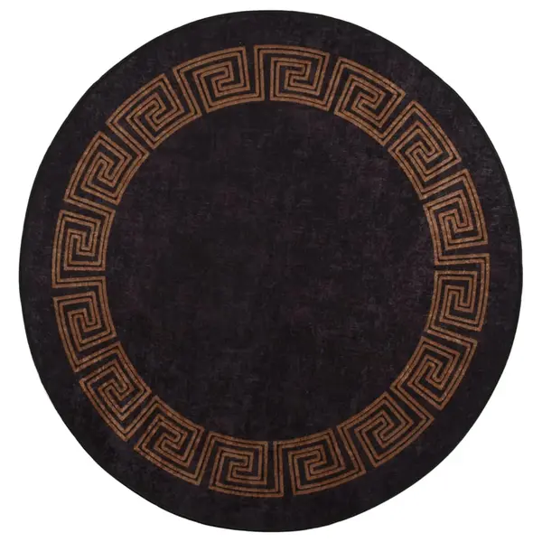 Gossi covor lavabil, negru si auriu, φ120 cm, antiderapant