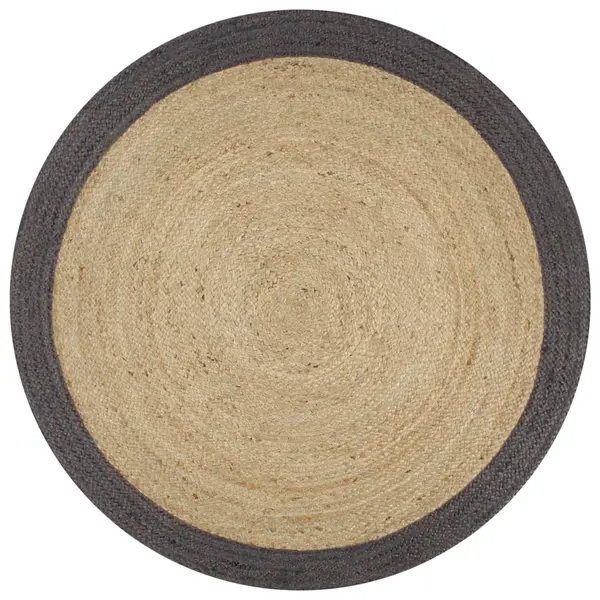 Gossi covor manual cu margine gri inchis, 120 cm, iuta