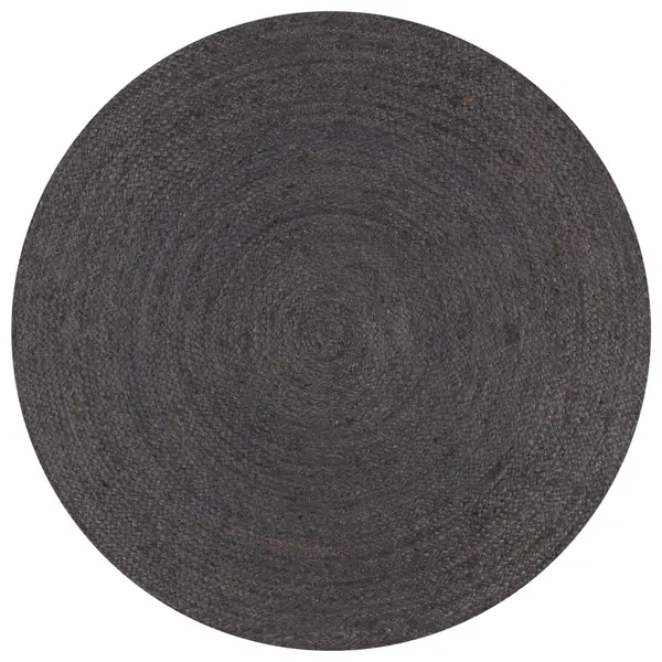 Gossi covor manual, gri inchis, 90 cm, iuta, rotund