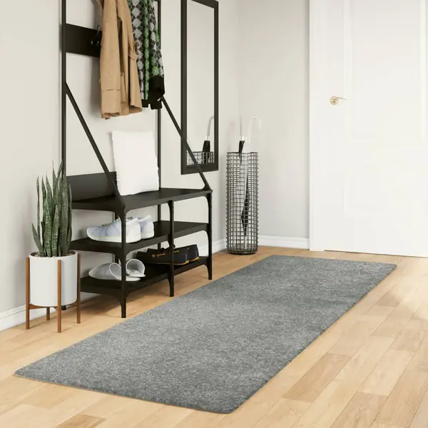 Gossi covor pufos pamplona cu fire inalte, verde modern, 80x250 cm