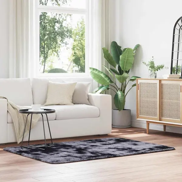 Gossi covor shaggy cu gradini inalte, gri inchis 120x170 cm poliester