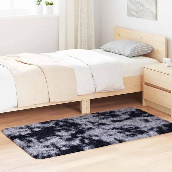 Gossi covor shaggy cu gradini inalte, gri inchis, 80x150cm, poliester