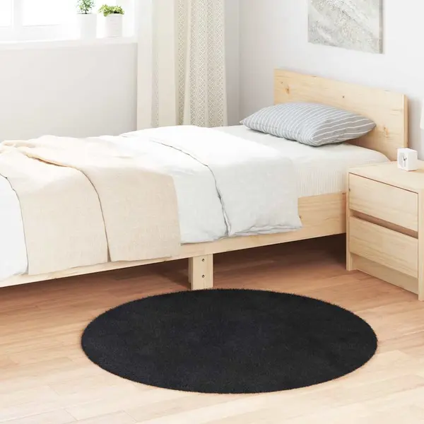 Gossi covor shaggy cu gradini inalte, negru, 100x100 cm, poliester