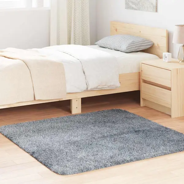 Gossi covor shaggy cu gramada inalta gri argintiu 120x120cm poliester