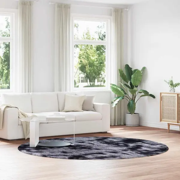 Gossi covor shaggy cu gramada mare gri inchis 240x240 cm poliester