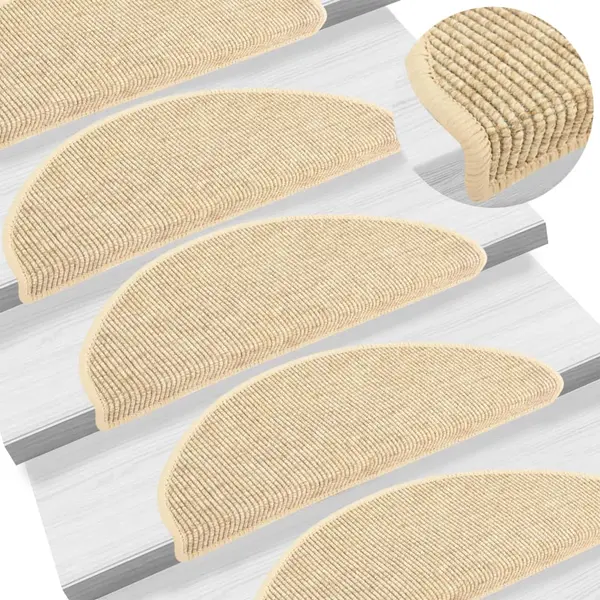 Gossi covorase autoadezive pentru scari, 15 buc., bej 65x21x4cm sisal